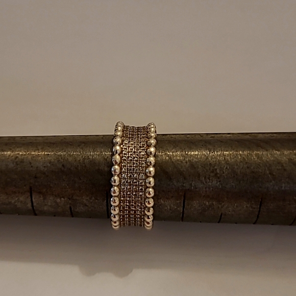 Solid sterling silver ring, eternity band with pave C/Z all around. - Picture 1 of 6
